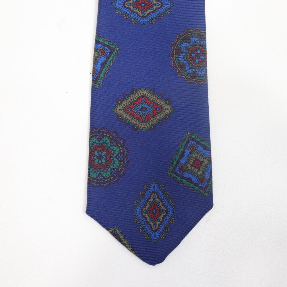 Savile Row Tie Mens 57 in Royal Blue Southwestern Medallion Wide Lined